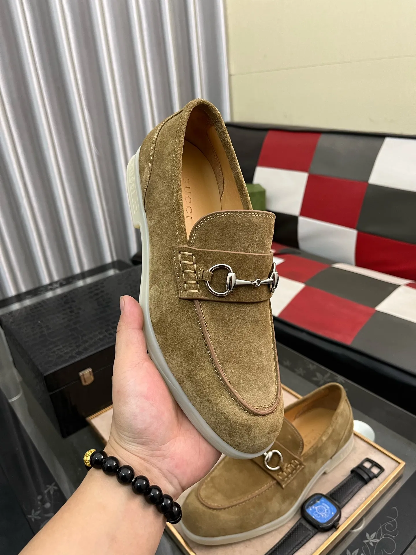 Men's shoes 💰540⌚️⌚️【GUCCi】Original frosted calfskin, water-dyed cowhide lining, original outsole, men's and women's fashion, formal casual leather shoes, slip-on men's and women's shoes series, young fashion, European and American trends, British style, casual matching, comfortable feet, standard code: men's code 38-444️⃣colors available